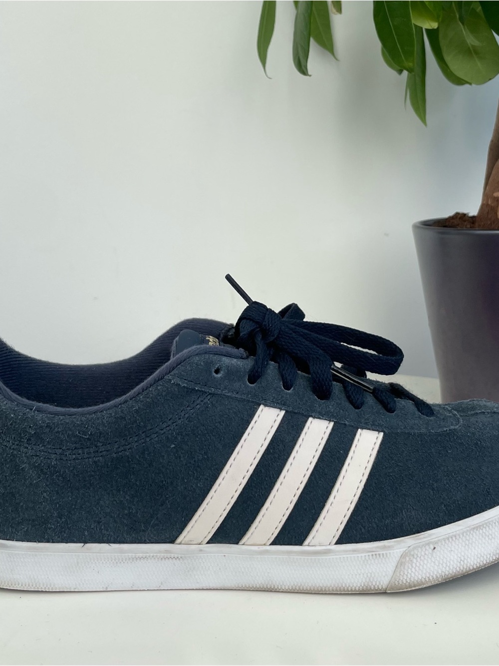 Men Size 11 Adidas Courtset Navy Blue Suede Comfort Bed Insoles Shoes